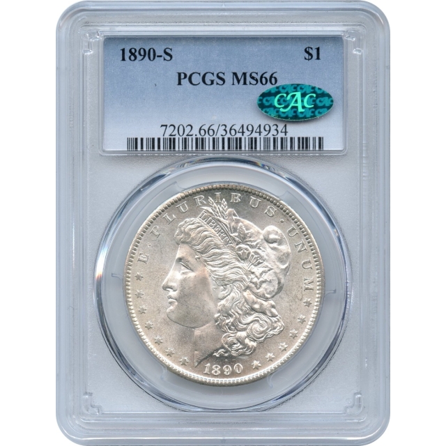1890-S $1 Morgan Silver Dollar PCGS MS66 (CAC)