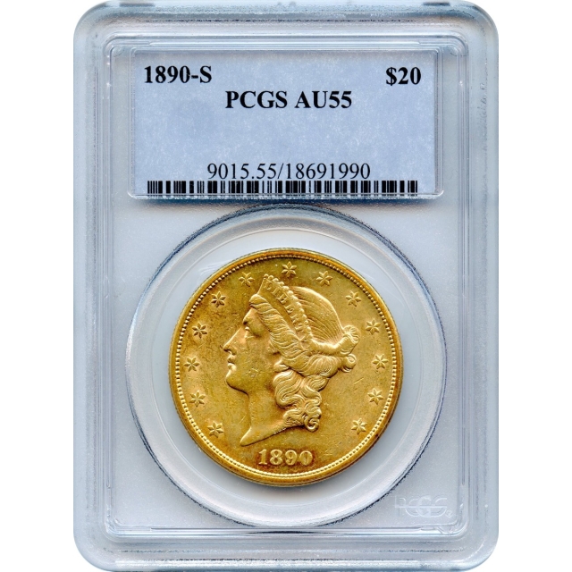 1890-S $20 Liberty Head Double Eagle PCGS AU55