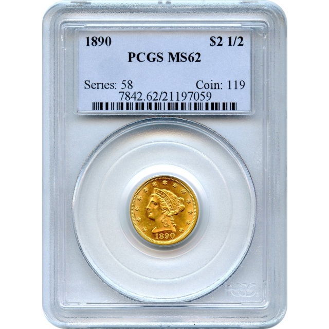 1890 $2.50 Liberty Head Quarter Eagle PCGS MS62