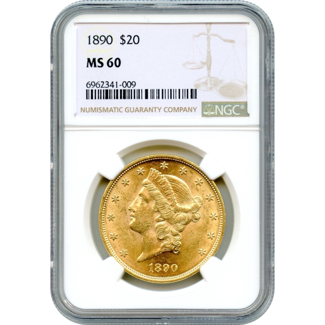 1890 $20 Liberty Head Double Eagle NGC MS60