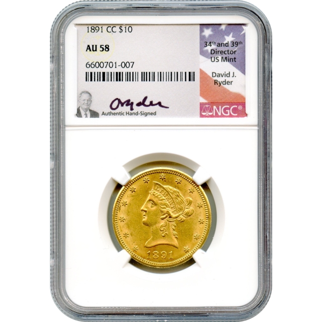 1891-CC $10 Liberty Head Eagle NGC AU58