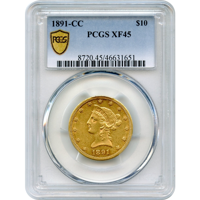 1891-CC $10 Liberty Head Eagle PCGS XF45