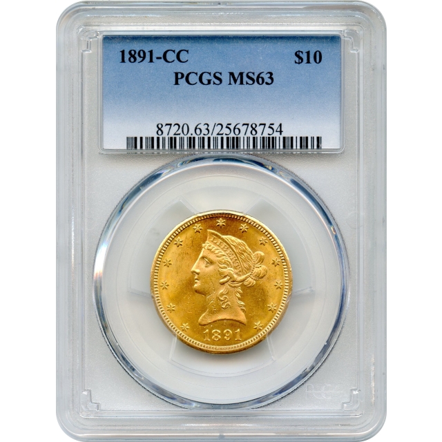 1891-CC $10 Liberty Head Eagle PCGS MS63