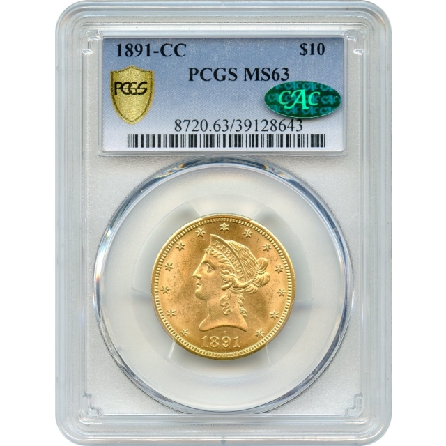 1891-CC $10 Liberty Head Eagle PCGS MS63 (CAC)