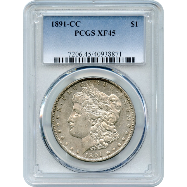 1891-CC $1 Morgan Silver Dollar PCGS XF45