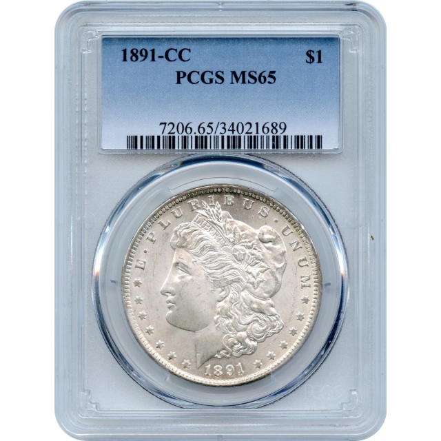 1891-CC $1 Morgan Silver Dollar PCGS MS65