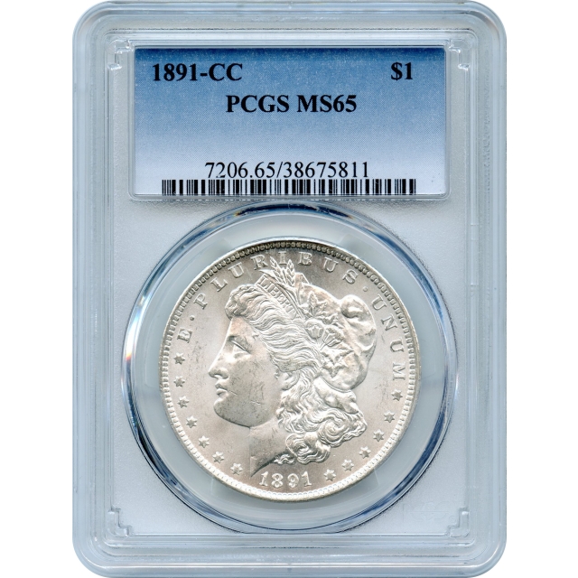 1891-CC $1 Morgan Silver Dollar, PCGS MS65