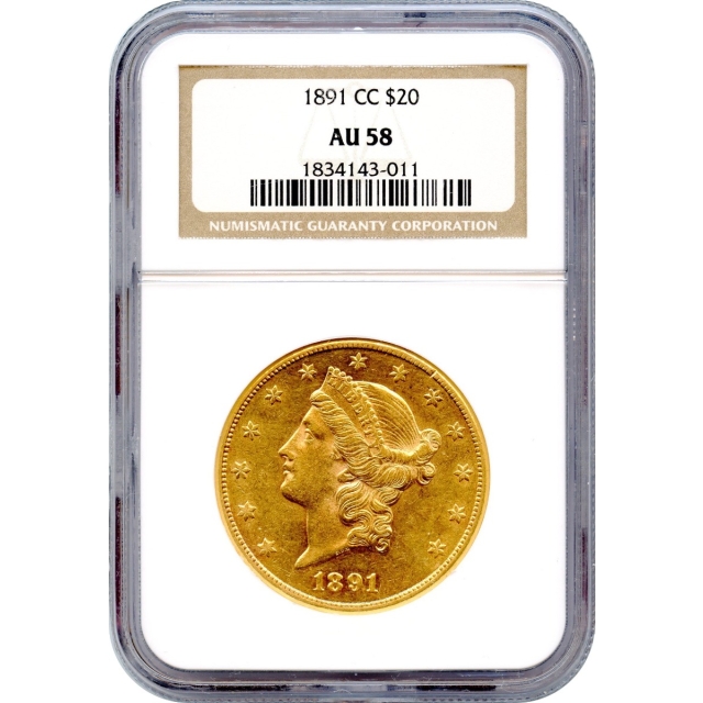 1891-CC $20 Liberty Head Double Eagle NGC AU58