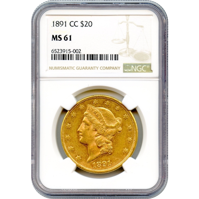 1891-CC $20 Liberty Head Double Eagle NGC MS61