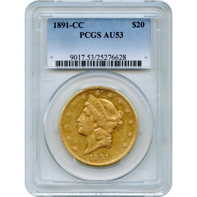 1891-CC $20 Liberty Head Double Eagle PCGS AU53