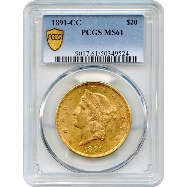 1891-CC $20 Liberty Head Double Eagle PCGS MS61