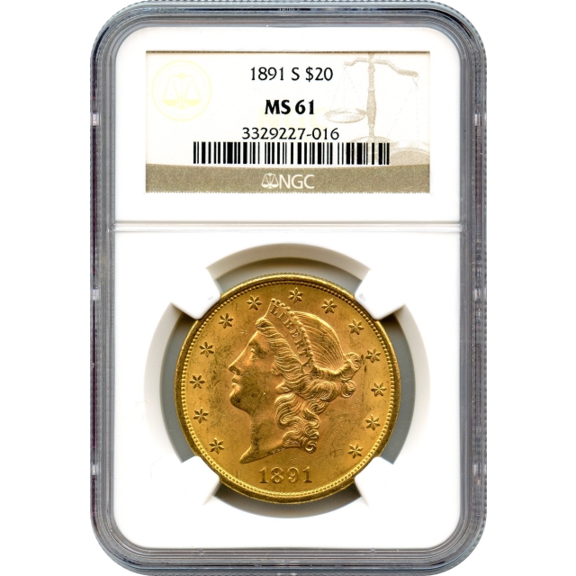 1891-S $20 Liberty Head Double Eagle NGC MS61