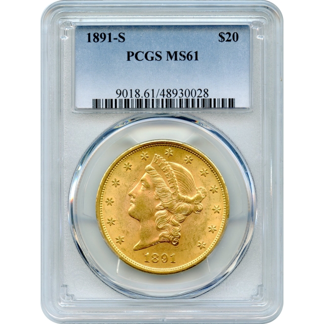 1891-S $20 Liberty Head Double Eagle PCGS MS61