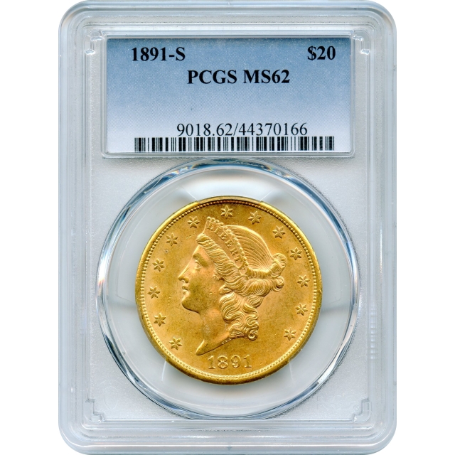 1891-S $20 Liberty Head Double Eagle PCGS MS62