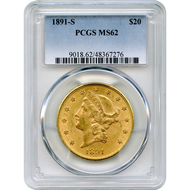 1891-S $20 Liberty Head Double Eagle PCGS MS62