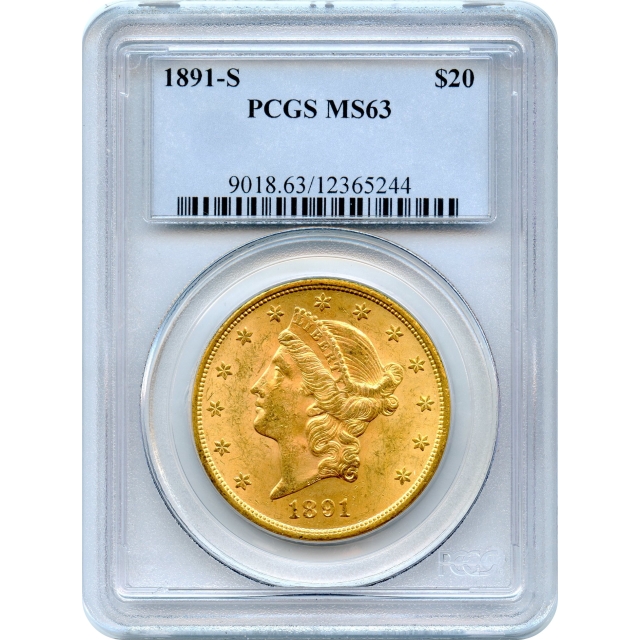 1891-S $20 Liberty Head Double Eagle PCGS MS63