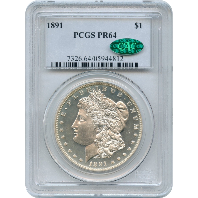 1891 $1 Morgan Silver Dollar PCGS PR64 (CAC)