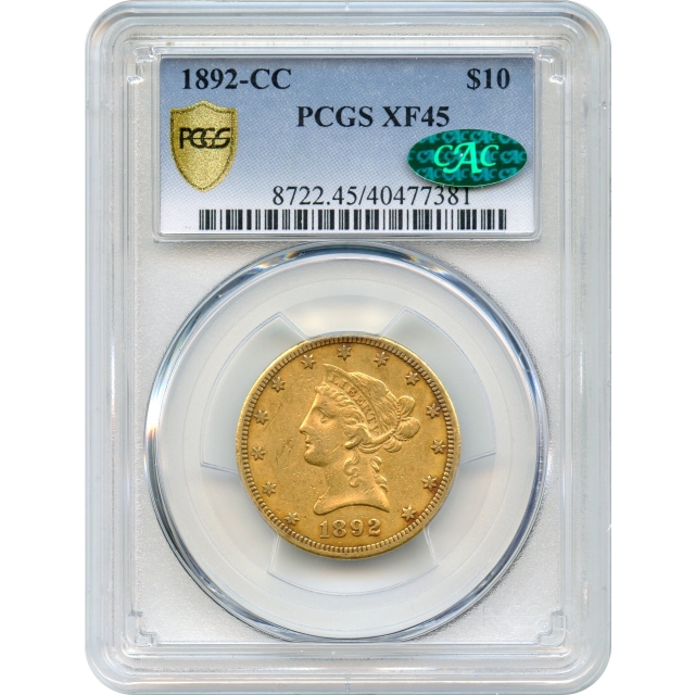 1892-CC $10 Liberty Head Eagle PCGS XF45 (CAC)