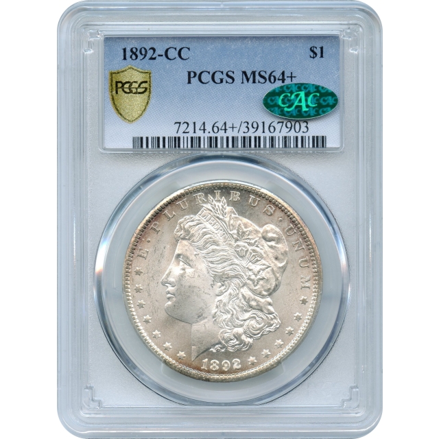 1892-CC $1 Morgan Silver Dollar PCGS MS64+ (CAC)
