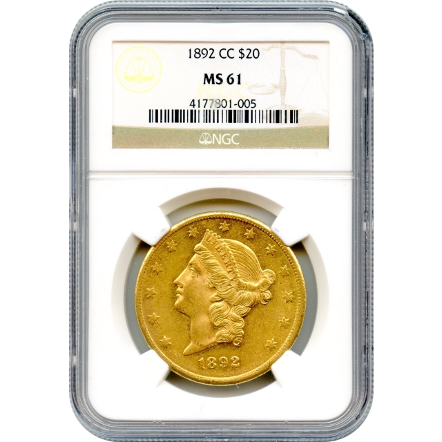 1892-CC $20 Liberty Head Double Eagle NGC MS61