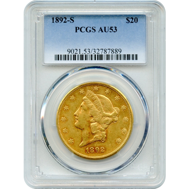 1892-S $20 Liberty Head Double Eagle PCGS AU53