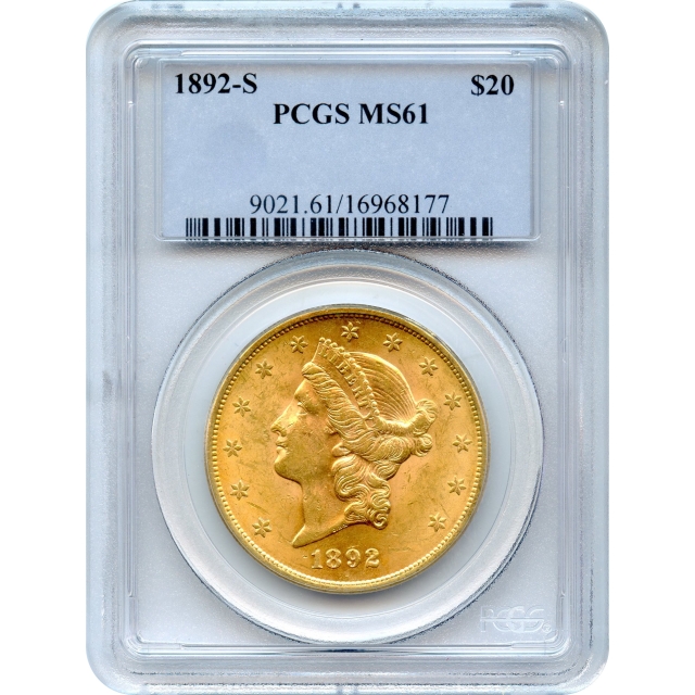 1892-S $20 Liberty Head Double Eagle PCGS MS61