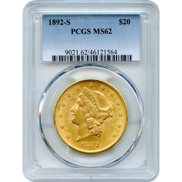 1892-S $20 Liberty Head Double Eagle PCGS MS62