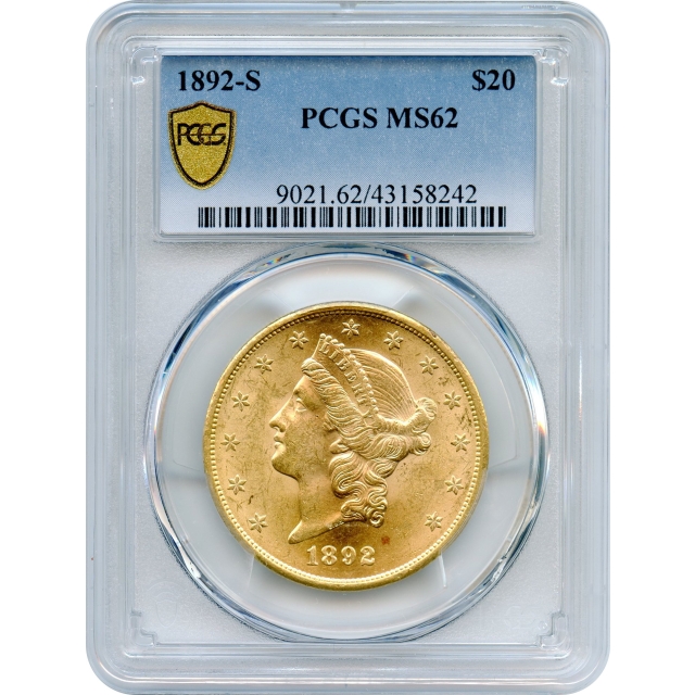 1892-S $20 Liberty Head Double Eagle PCGS MS62