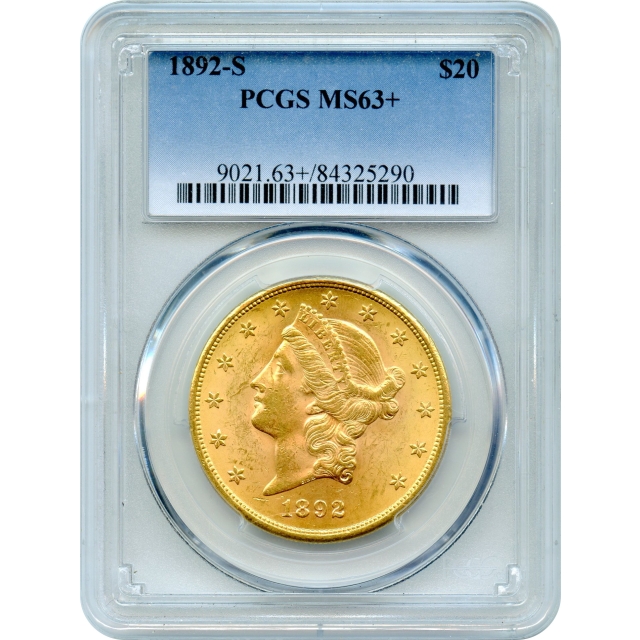 1892-S $20 Liberty Head Double Eagle PCGS MS63+