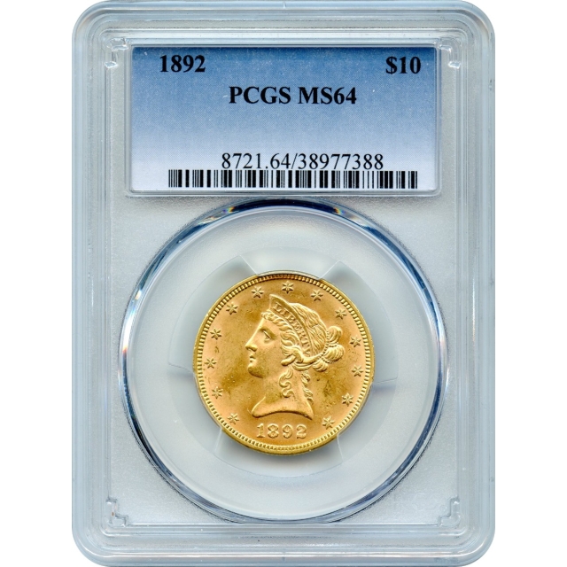1892 $10 Liberty Head Eagle PCGS MS64