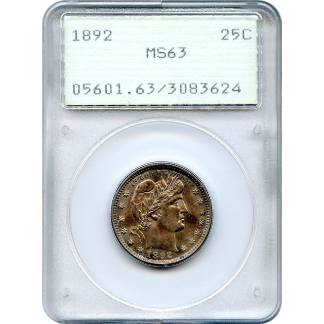 1892 25C Barber Quarter Dollar PCGS MS63