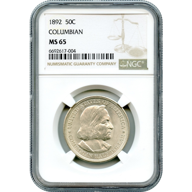 1892 50C Columbian Silver Commemorative NGC MS65