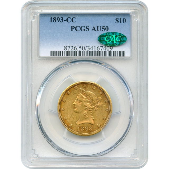 1893-CC $10 Liberty Head Eagle PCGS AU50 (CAC)