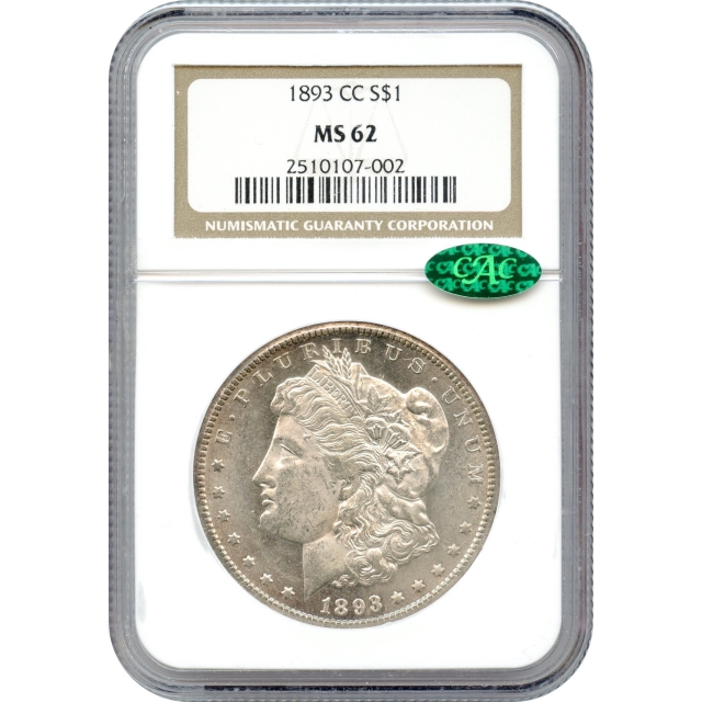 1893-CC $1 Morgan Silver Dollar NGC MS62 (CAC)
