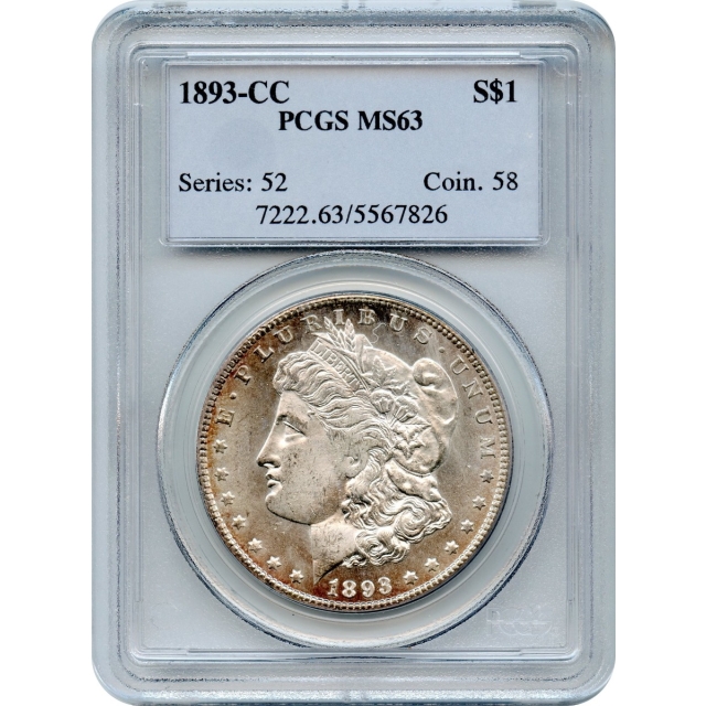 1893-CC $1 Morgan Silver Dollar PCGS MS63