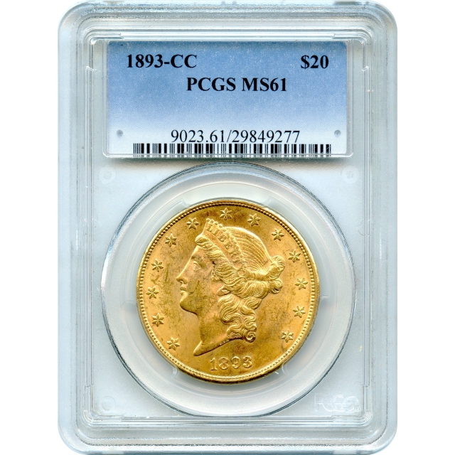1893-CC $20 Liberty Head Double Eagle PCGS MS61