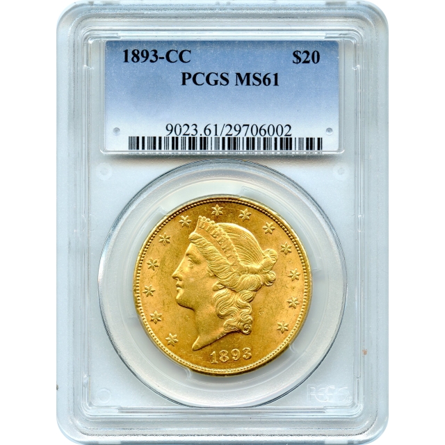 1893-CC $20 Liberty Head Double Eagle PCGS MS61