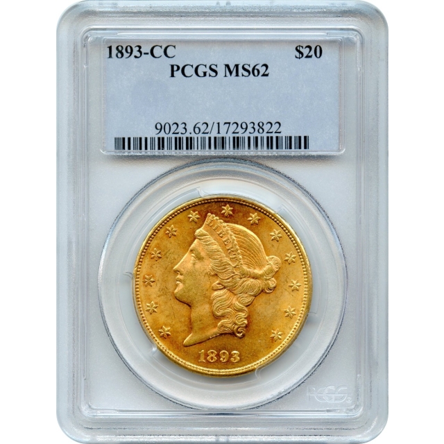 1893-CC $20 Liberty Head Double Eagle PCGS MS62
