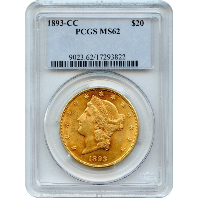 1893-CC $20 Liberty Head Double Eagle PCGS MS62