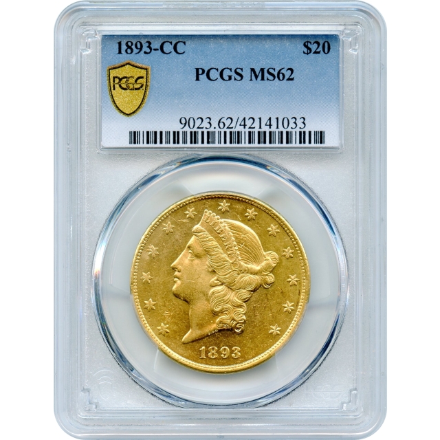 1893-CC $20 Liberty Head Double Eagle PCGS MS62