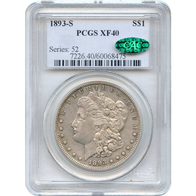 1893-S $1 Morgan Silver Dollar PCGS XF40 (CAC) - The King of Morgan Dollars!