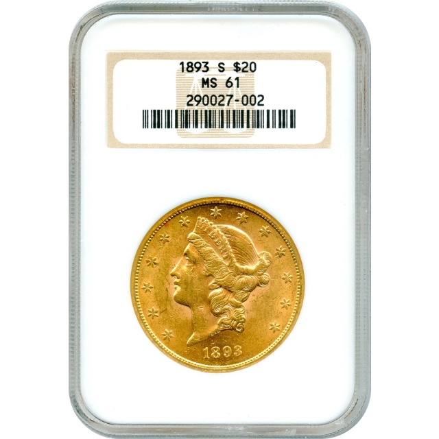 1893-S $20 Liberty Head Double Eagle NGC MS61