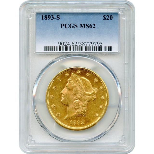 1893-S $20 Liberty Head Double Eagle PCGS MS62