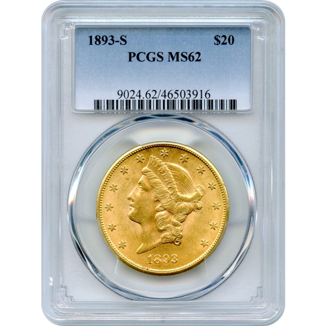 1893-S $20 Liberty Head Double Eagle PCGS MS62