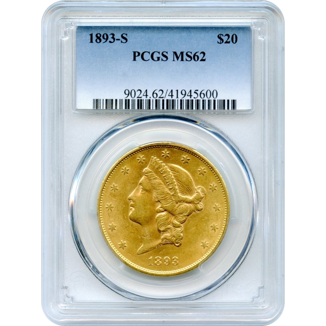 1893-S $20 Liberty Head Double Eagle PCGS MS62
