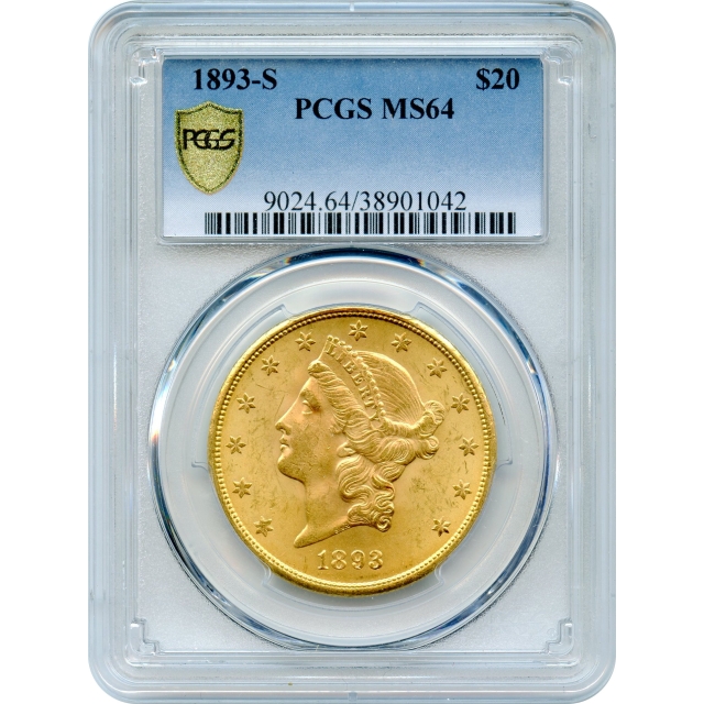 1893-S $20 Liberty Head Double Eagle PCGS MS64