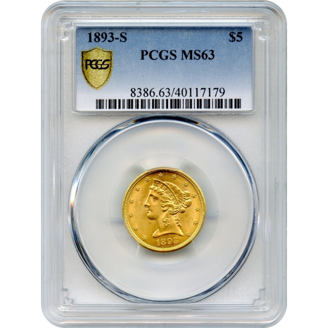 1893-S $5 Liberty Head Half Eagle PCGS MS63