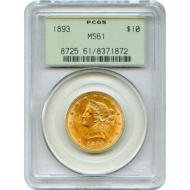 1893 $10 Liberty Head Eagle PCGS MS61