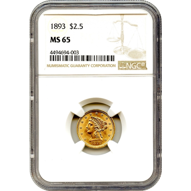 1893 $2.50 Liberty Head Quarter Eagle NGC MS65