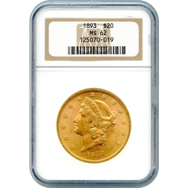 1893 $20 Liberty Head Double Eagle NGC MS62